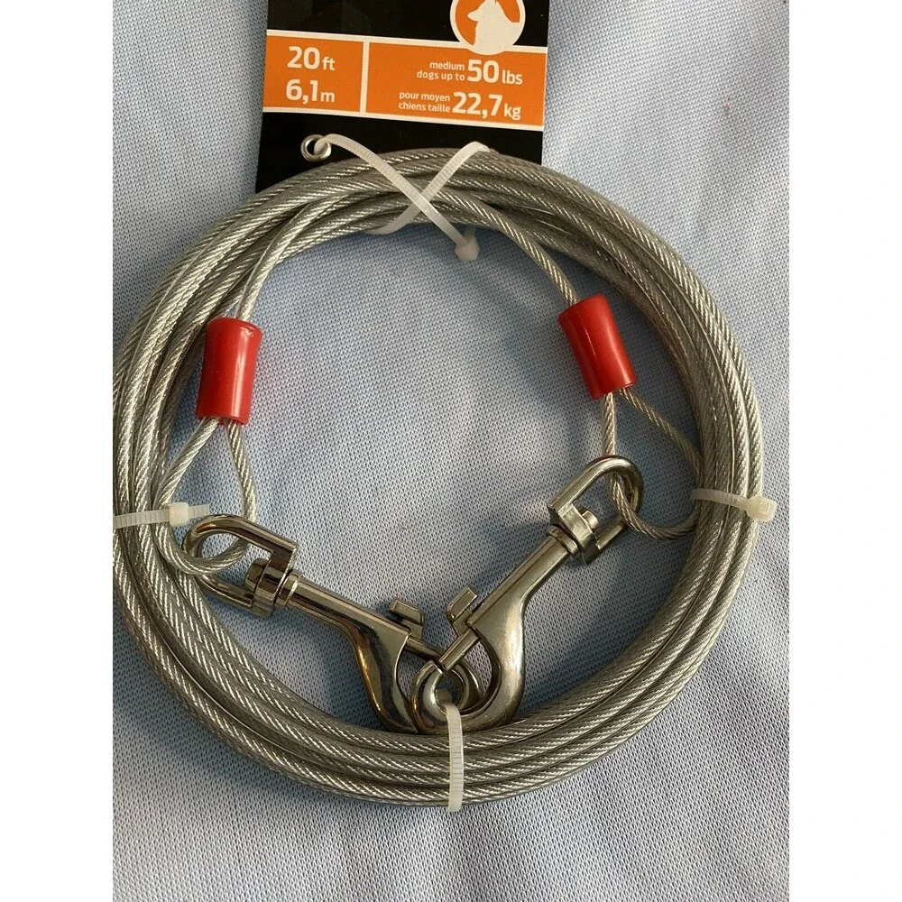 Petmate 1700-Pound Break Strength Tieout Cable, 20 - Feet Silver